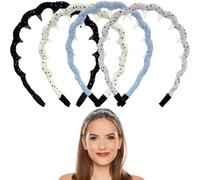 4PCS Plastic Zigzag Headband,Wavy Polka Dots Hairband, No Pressure Headband, Elastic Zigzag, Suitable for Daily Outings and Parties