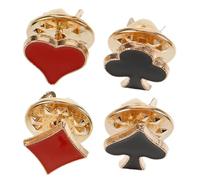 4pcs Playing Card Brooch Set Zinc Alloy Suit Lapel Pins
