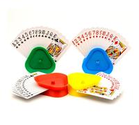 4Pcs Playing Card Holder, Hands-Free Triangle Standing Poker Game Holder for Kids, Poker/Dos/Bridge/Uno Plastic Card Holder for Adult, Senior