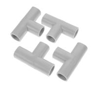 4pcs Playpen T Shaped PVC Pipe Fittings 3 Way Tee Connector Joints | Light Grey Smooth Finish, Quick Assembly for Nursery Barriers, Storage Shelf Frames, Greenhouse Projects and DIY Building