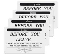4PCS Please Keep Toilet & Sink Clean Sticker, Check To Be Sure The Toilet & Sink Are Clean Before You Leave Sign Sticker, Bathroom Rules Sign Stickers for Home,Business, RV, Restaurants, Bars, Hotels