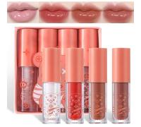 4Pcs Plumping Lip Oil Tinted, Moisturizing Lip Gloss Set Lip Balm Lip Care Long Lasting Hydrating Lipgloss, Non-Sticky Lip Plumper Gloss Clear Toot Lip Glow Oil Lipstick for Women Teenage Girls (B)