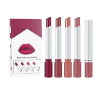 4pcs Plumping Lipstick Set, Plumping Lip Gloss Set Nude Lipstick Tinted Lip Balm Lip Stain High Pigmented Lip Balm Long Lasting Waterproof Lipgloss Gloss Set Lipstick Long Lasting (E)