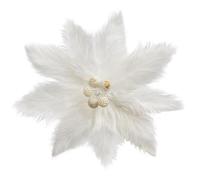 4PCS Plush Christmas Flower for Decorations, 11'' Large Fluffy Artificial Flowers Fake Poinsettia, White Floral Ornaments for Xmas Home Decor, Christmas Tree, Wreath, Garland, New Year, Wedding