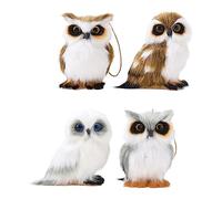 4Pcs Plush Owl Christmas Ornaments Cute Owl Model Tree Decor Christmas Assorted Furry Owl Hanging Decor Christmas Tree Decorations for Christmas Tree Home Wall Holiday Party (#1)