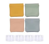 4pcs Pocket Cosmetic Bag, Pu Leather Mini Makeup Bag Without Zipper Can Be Closed Automatically Waterproof And Portable, With 4 5ml Bottles For Travel, Party, Camping