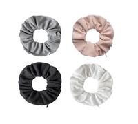 4Pcs Pocket Scrunchies Hidden Zipper Hair Ties Key Storage Bag Stash Ponytail Holder with Secret Compartment for Women Thin Fine Curly Hairs (Mixed Colors)