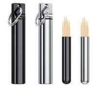 4PCS Pocket Toothpick Holder Aluminum Alloy Toothpick Dispenser Metal Toothpick Box Tooth Pick Holder Travel Pills Box Travel Case with Keychain for Toothpicks Swabs Pills and Small Items
