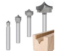 4pcs Point Cutting Roundover Router Bit Set,1/4" Shank,Cutting Dia. 3/8“,3/8",1/2" and 1",Round-Over Plunge Cutter for Wood Engraving, 2D and 3D Carving