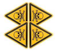 4pcs Poisoning Warning Sticker Reminder Sign for Factory Workshop Use | Adhesive Pvc, Yellow Surface, Easy Application, Caution Marking, Accident Prevention for Industrial Areas