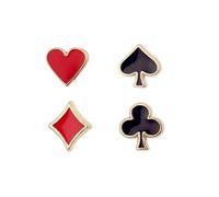 4pcs Poker Playing Card Brooch Pins Set Dainty Enamel Hand Cards Red Heart Black Spade Aces Good Luck Small Alloy Lapel Pin for Women Men Suit Hats Bags Shirt Dress Clothes Fashion Accessories, S