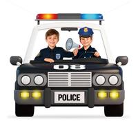 4Pcs Police Birthday Party Decorations Fabric 63 x 55” Police Car Photo Backdrop with 3 Policeman Photo Booth Props Banner for Congrats Officer Grad Party Hero Birthday Baby Shower Retirement Supplies