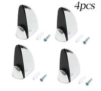 4Pcs Polished Chrome Zinc Alloy Glass Shelf Support Clamps with Rubber Anti Collision Pads and Adjustable Screw