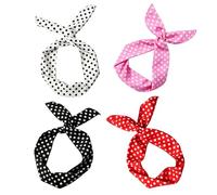 4Pcs Polka Dot Headband, Wired Headbands for Women's Hair, Adjustable Wired Headbands for Women's Hair, Retro 1940s Accessories for Women, for Events, Daily(Red, Black, White, Pink)