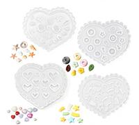 4Pcs Polymer Clay Molds - Silicone Flower Molds for Crafting, Shooting Star, Heart, Shell and Little Flower Design, Air Dry Clay Cutters for Jewelry Making, DIY Earring/Keychain, Nail Art