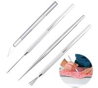 4PCS Polymer Clay Tools, 13.5-39mm Detail Modelling Clay Carving Tool, Silver Pottery Sculpture Needle, Seven Book Stitches, Detail Needle, Texture Brush for Carving Sculpting Modeling Crafts