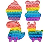 4PCS Pop Bubble Fidget Toys Set,Push Rainbow Poppet Sensory Fidget toy, Dinosaur, Bear, Alpaca, Ice cream, Anxiety Autism Stress Relief, Favors Bags Filler Birthday Gift for Kids and Adults