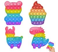 4PCS Pop It Fidget Set, Large Sensory Fidget Poppers for Adults, Stress Relief Anxiety Relief Poppet Fidget Set for Focus, Reusable Popper Game for Adults, Boys & Girls
