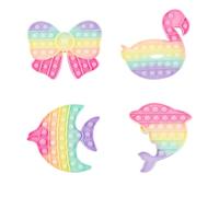 4Pcs Pop It Fidget Toys Rainbow Fidget Poppers for Toddlers Silicone Push It Pop Bubble Sensory Poppet Fidget Toy Butterfly Swan Fish Fidget Popper Anxiety Autism Stress Relief Gift for Kids Adult