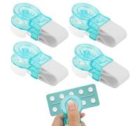 4pcs Portable Pill Taker Remover, Pills Extractor Opener Tool No Contact Easy to Take Out Portable Travel Tablet Dispenser for Elderly Disabled