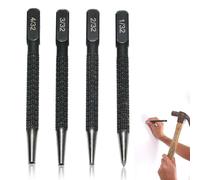 4pcs Portable Positioning Punch Set - Nail Punch Tool Kit with Center, Precision Automatic for Wood & Metal, Hand Tool for Marking, Starting Holes, and DIY Projects
