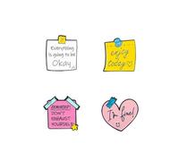 4PCs Positive Letters Enamel Pins Enjoy Today Inspirational Saying Brooches Everything is goings to be OK Lapel Badges Creative Memo Notes Brooch Backpacks Clothing Hats Decor Accessory Friends Family