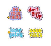4PCs Positive Saying Pin Set Badges Enamel Lapel Pins Don’t Give Up Slogan Enamel Pins Inspiring Letters Pin for Clothing, Bags, Jackets & Accessories Friends Gift