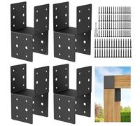 4pcs post cap connection bracket, 4x4 post bracket, wood post 14 gauge post base steel post anchor connector steel mounting bracket with screws for securing posts to wood decks (4pcs Caps Tie Bracket)