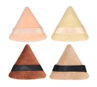 4Pcs Powder Puff Cotton with Strap Triangle for Wet Dry Makeup | Washable Face Applicators Save Powder, Easy to Hold, Suitable for Blending Foundation or Loose during Daily Beauty Routines
