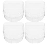 4pcs Pp Dentures Case for Gum Shields, Portable Easy Clean Box | Simple Elegant Design, Lightweight Storage for Dining out Office Use, Suitable for Rings and False Teeth