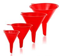 4Pcs PP Funnel Set,Food Grade Plastic Funnel PP Funnels Set,4 Different Sizes,Multipurpose Wide Mouth Filter Funnels For Kitchen,Automotive,Laboratory,Garage,Bottles,Cans - Red