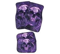 4pcs Practical Car Foot Mats Creative Skull Foot Pads Halloween Season | Polyester Neoprene Blend, Stain and Dust Control, for Trucks and Passenger Foot Area