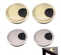 4Pcs Premium Desk Cable Grommet Kit, Desk Plug Hole Cover, Computer Desk Metal Cable Hole | Zinc Alloy Hole Cover & Cable Organiser for Home Office Desk | Antique Bronze (2 Sizes Included)