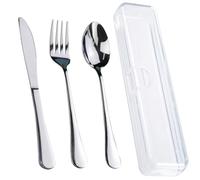 4PCS Premium Travel Utensils with Case, Stainless Steel Reusable Portable Utensils Set with Case, Lengnoyp Travel Silverware Set with Case for Lunch Box Includ Fork Spoon Knife Set, Silver