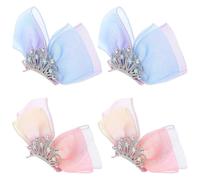 4pcs Princess Crown Hair Clip with Mesh Bow and Rhinestone Accent | Bow Hair Clips, Lightweight 3d Tulle Design, for Loose Hair, Buns, Dance Recital