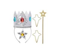 4PCS Princess Crown Halloween Accessories Kit, includes Crown, Star Wand, Earrings, Brooch, Party Accessory for Themed Events, Halloween Party, Cosplay Dress Up Accessories