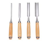 4PCS Professional Half Round Chisel Set - Durable Steel Woodworking Carving Tools with Ergonomic Wooden Handles for Precision Repair and Shoveling