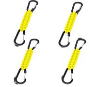 4pcs Professional Paracord Keychain with Carabiner Clips, Paracord Lanyard with Locking D Ring Hooks, for Outdoors Climbing Hiking Camping (Yellow)