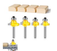 4Pcs Professional Round Over Router Bit - High-Performance Tungsten Carbide Roundover & Beading Bits for Smooth Edge-Forming | Includes 1/8", 1/4", 5/16", 3/8" Radius for Woodworking