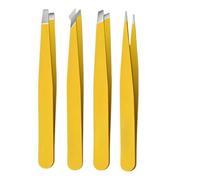 4PCS Professional Tweezers for Facial Hair Women & Men, Precision Slant, Pointed & Angled Stainless Steel Tweezers for Eyebrows, Ingrown Hairs, Splinters & Beauty Grooming