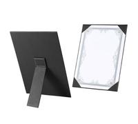 4pcs PU Leather Certificate Frame with Certificate Paper A4 Diploma Graduation Photo Holder Document Picture Display Stand Achievement Award Protector Cover (Black, Vertical)