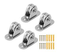 4pcs Pulley Block, Small Pulley Block Silent Pulley Silent Wall Ceiling Mount Pulley with Bearing Fixed Pulleys Wheel Loading 176 Lb for for Cord, Material Handling and Moving