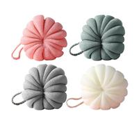 4pcs Pumpkin Shower Bath Ball Large Pe Mesh Bathing Sponge | Soft Massage Texture, for Bathrooms and Hotels, Housewarming Gift Option, Friendly Shape