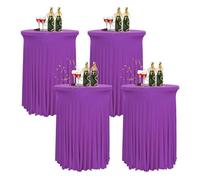 4pcs Purple Cocktail Table Covers 32inch 80cm Round Table Skirts for High Tables Ideal for Weddings Parties Banquets Elegant Table Linens
