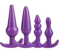 4pcs Purple Silicone Flared Base Butt Plugs, Silicone Anal Training Sex Toy Kit for Couples, Silicone Anal Butt Plug Expansion Kit