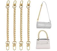 4PCS Purse Chain Strap, Flat Handbag Replacement Strap with Metal Buckles Purse Strap Extender Bag Accessories Decoration for Wallets & Handbags (7.87 Inches, Light Gold)