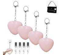4PCS Purse Glow Heart Light, Automatic Touch Sensor LED Handbag Light, Portable Touch Activated Handbag Night Lights, Purse Lights Keychain with Clip, Sensor Purses Lamp for Traveling Business(Pink)