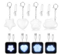 4PCS Purse Glow Light,Wallet Tote Bag Touch Sensing Lights,Rechargeable Mini Touch Handbag for Inside, Heart&Cloud Shaped LED Automatic Sensor Hanging Lights for Women Gift(Wihte)