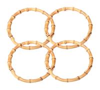 4Pcs Purse Handles for Crochet Bags, Round Bamboo Purse Handles, Fashion Bag Handle Replacements for Bag Beach Handbags Straw Crafting for Crochet Bags