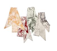 4pcs Purse Scarf For Handbags Silk Head Scarf For Hair Fashion Skinny Scarf For Women Long Neckerchief, Orange -E F G H, Medium